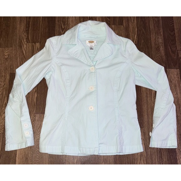 Talbots Petites Stretch Pinstripe Blazer Jacket Long Sleeve Size 6 - Picture 1 of 5
